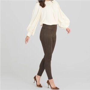 SPANX Petite Faux Suede Leggings | Chocolate Brown | 1X